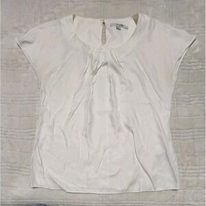 BODEN Round Neck Ivory White Blouse Sleeveless Top Womens Size 8 Viscose & Silk‎